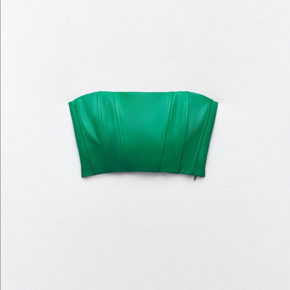 Green zara crop top